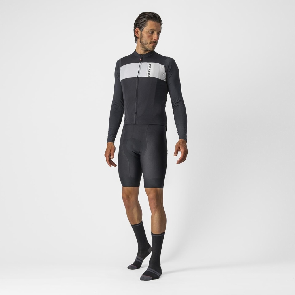 Castelli Prologo 7 LS Jersey Light Black/Silver Gray Ivory