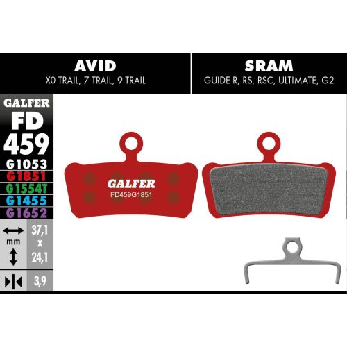 Plaquettes Galfer Avid X0 Trail, Trail7/9, Guide R/RS/RSC Advanced