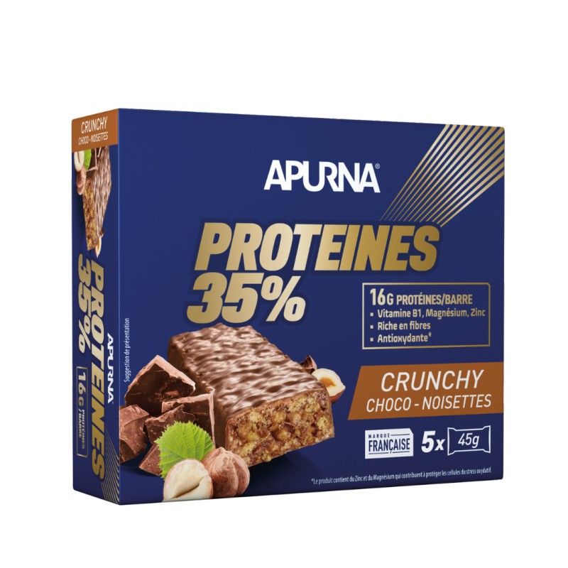 Barres Apurna Hyperprotéinées Crunchy 35% Choco-noisettes x5