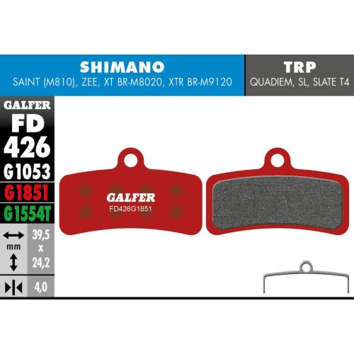 Plaquettes Galfer Shimano Saint/Zee/XT/SLX Mt400 Advanced