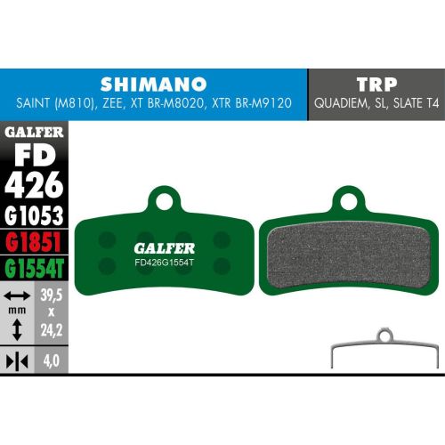 Plaquettes Galfer Shimano Saint/Zee/XT/SLX Mt400 Pro G1554T
