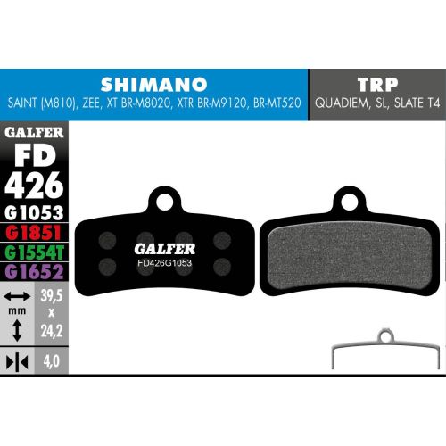 Plaquettes Galfer Shimano Saint/Zee/XT/SLX MT400 Standart G1053