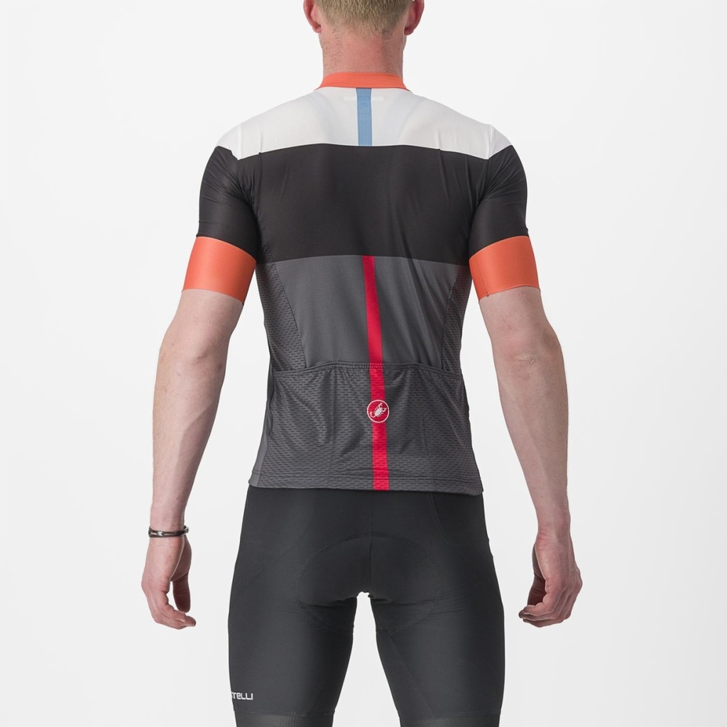 Castelli Sezione Jersey Dark Gray/Black-Scarlet Ibis