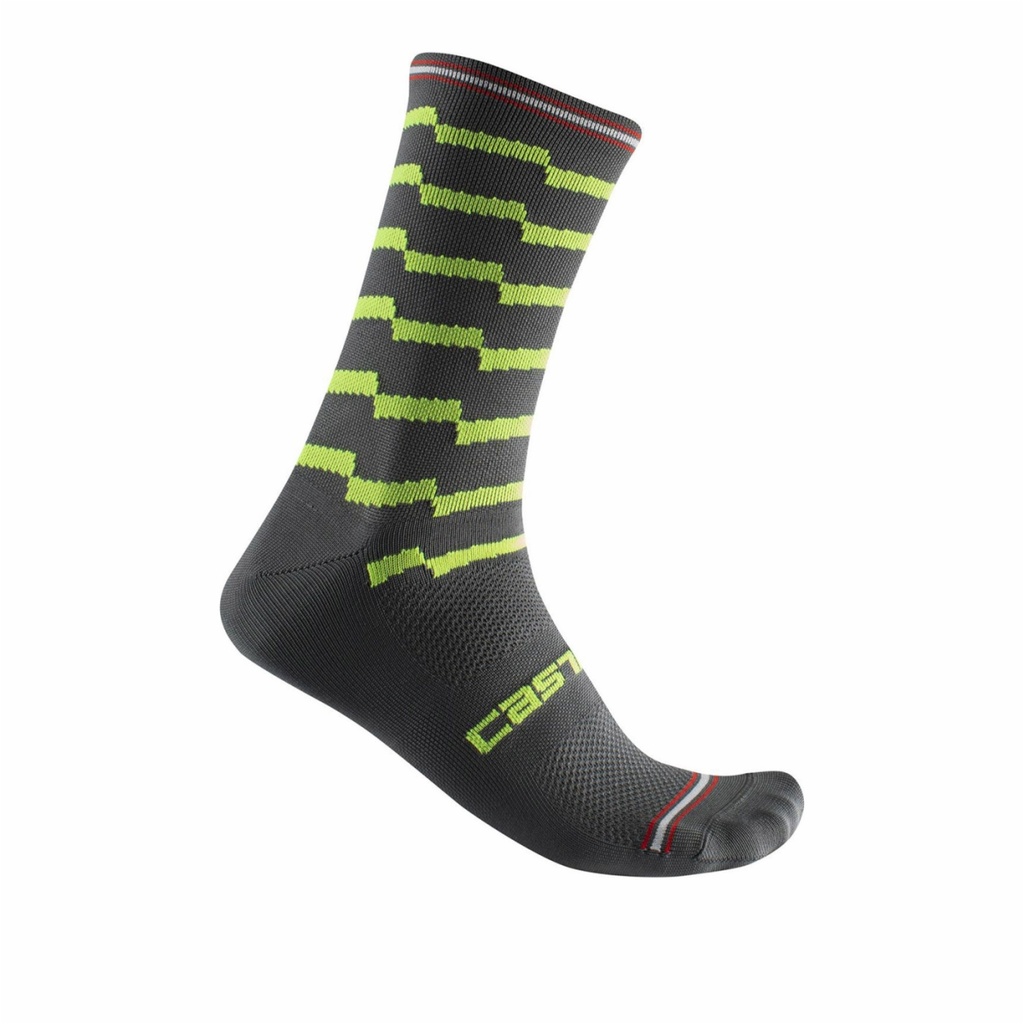 Castelli Unlimited 18 Sock Dark Gray/Electric Lime