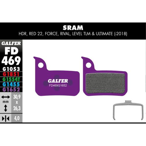 Plaquettes Galfer Sram HDR/Red 22/Force/Rival E-Bike G1652