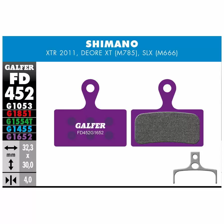 Plaquettes Galfer Shimano XTR/XT/SLX 2p E-Bike
