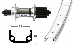 Roue Ar simple paroi 26" Schurmann moyeu k7 shim 8/10v patin
