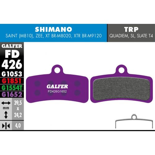 [FD426G1652] Plaquettes Galfer Shimano Saint/Zee/XT/SLX Mt400 E-Bike G1652