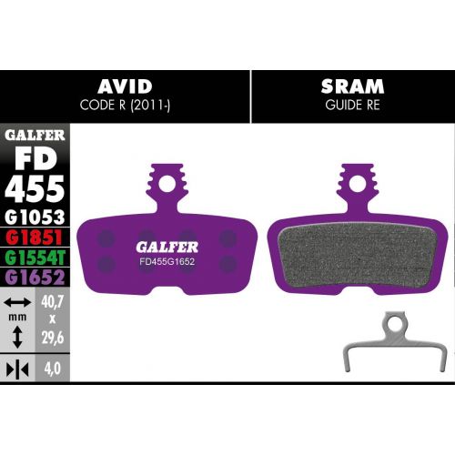 [FD455G1652] Plaquettes Galfer Avid Code /R/Guide RE E-bike