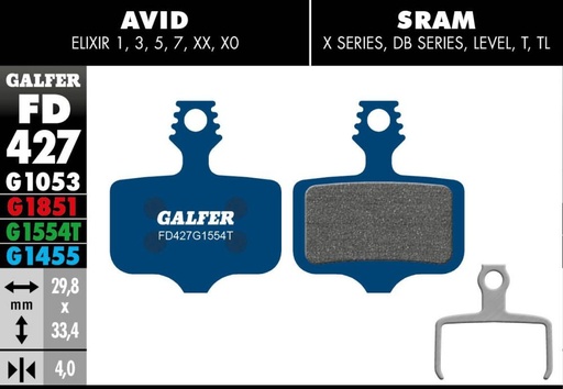 [FD427G1455] Plaquettes Galfer Avid Elixir 1/3/5/7/XX/XO G1455 Road