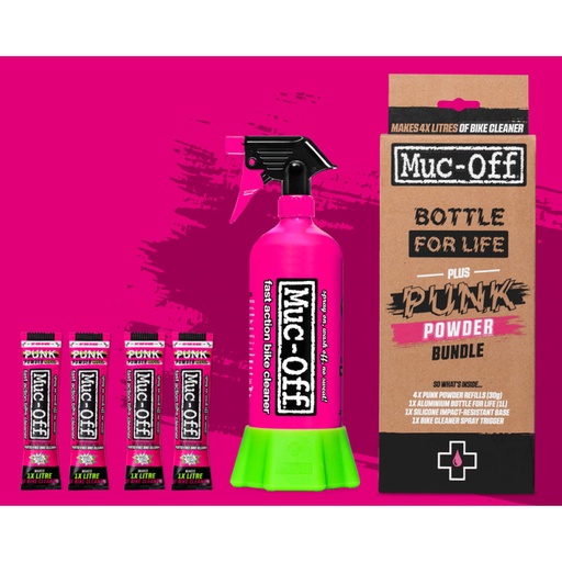 Muc-Off Kit Nettoyant vélo Punk Powder (4p)+ Bottle For Life