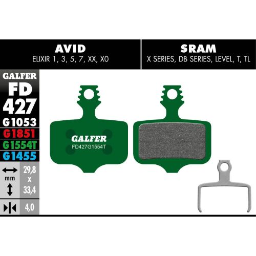 [FD427G1554T] Plaquettes Galfer Avid Elixir 1/3/5/7/XX/XO G1554 Pro